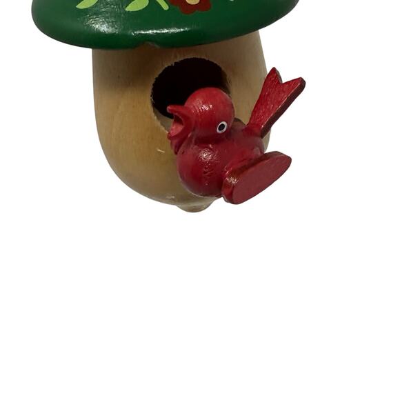 World Market Handcrafted Turned Wood Folk Birdhouse Ornament Christmas Holiday - Picture 5 of 10